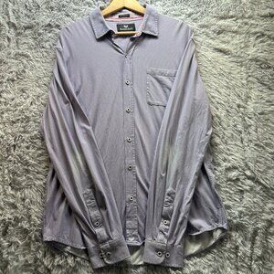 Butter Cloth Shirt Mens XL Purple Micro Check Long Sleeve Slim Fit Icy Cotton